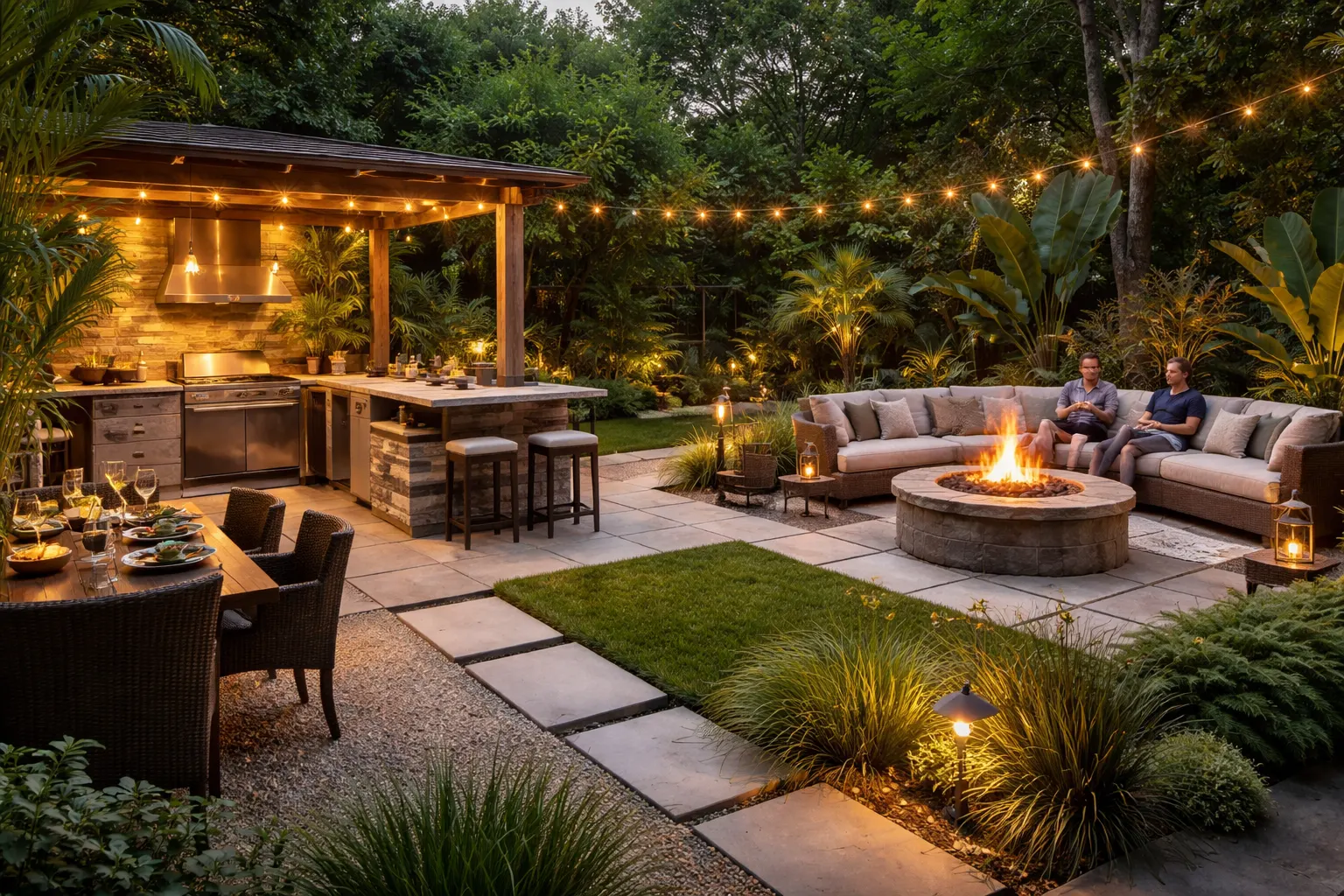 Outdoor Living Ideas: outdoor kitchen versus fire feature